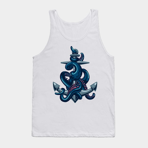 Octopus tentacles and anchor. Vintage travel print. Tank Top by Kazanskiy